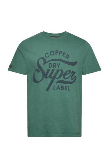 Copper Label Script Tee Tops T-Kortærmet Skjorte Green Superdry