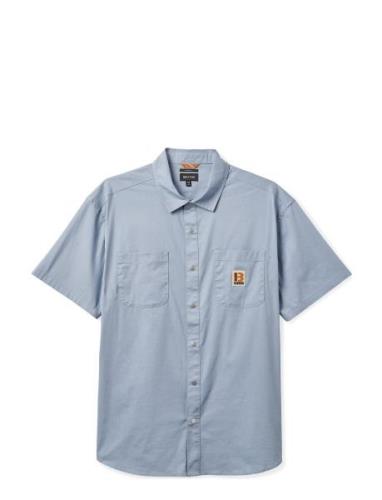 Builders Mechanic S/S Wvn Tops Shirts Short-sleeved Blue Brixton