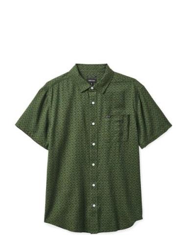 Charter Print S/S Wvn Tops Shirts Short-sleeved Khaki Green Brixton