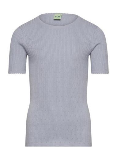 Pointelle Tee Tops T-Kortærmet Skjorte Blue FUB