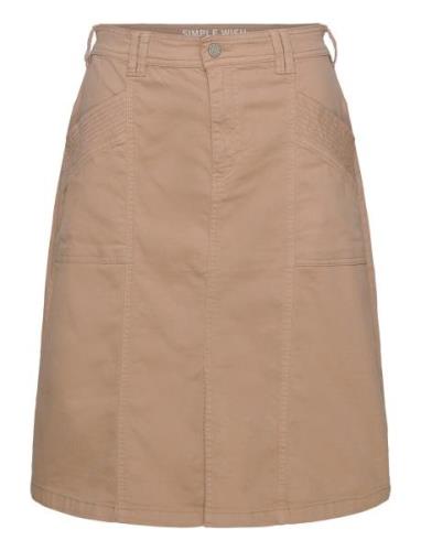 Swtwill Sk 1 Knælang Nederdel Beige Simple Wish