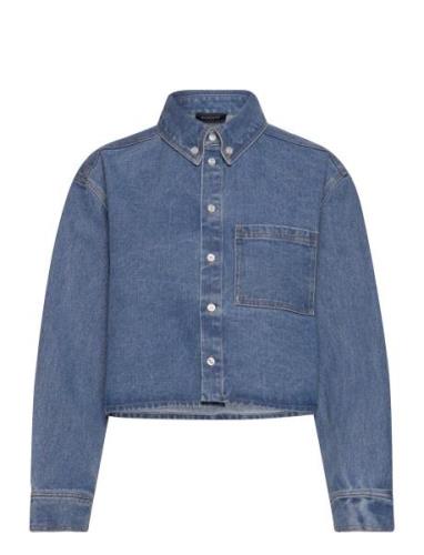 Cairo Denim Shirt Tops Shirts Long-sleeved Blue Bardot