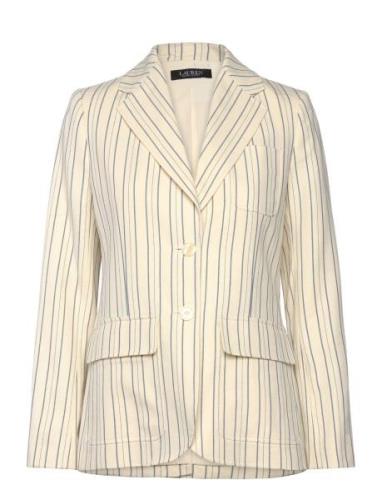 Striped Cotton-Blend Blazer Blazers Single Breasted Blazers Cream Laur...