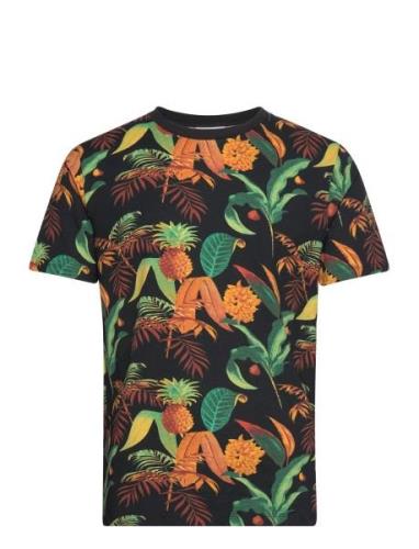 Aop Oasis Tee S/S Tops T-Kortærmet Skjorte Navy Lindbergh