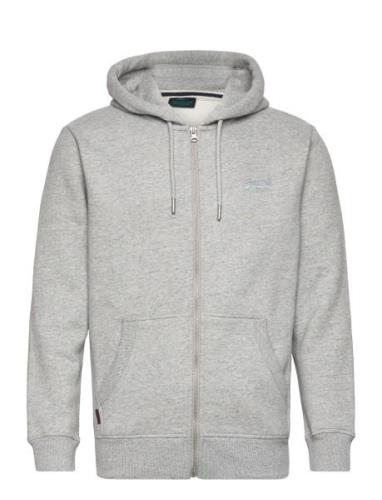 Essential Logo Zip Hoodie Tops Sweatshirts & Hoodies Hoodies Grey Supe...