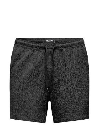 Onsted Life Solid Seersucker Swim Noos Badeshorts Black ONLY & SONS