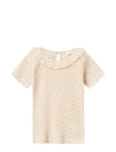 Nmfhulla Ss Slim Top Lil Tops T-Kortærmet Skjorte Cream Lil'Atelier