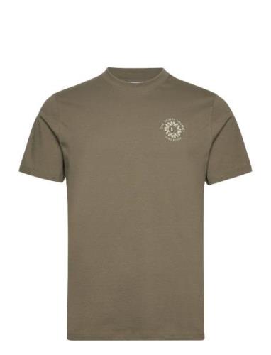 Photo Print Tee S/S Tops T-Kortærmet Skjorte Khaki Green Lindbergh