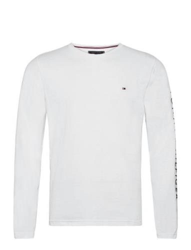 Tommy Logo Long Sleeve Tee Tops T-Langærmet Skjorte White Tommy Hilfig...