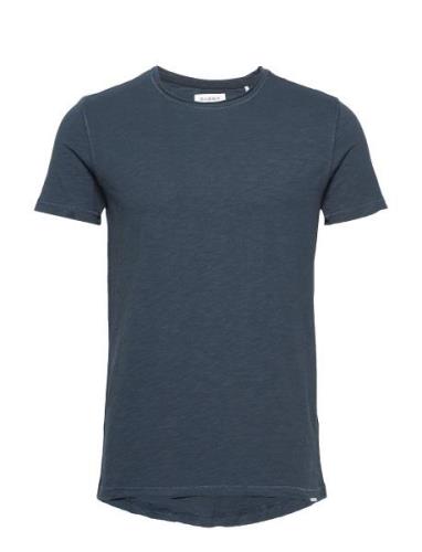 Konrad Slub S/S Tee Tops T-Kortærmet Skjorte Blue Gabba