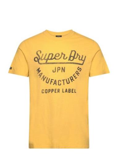 Copper Label Script Tee Tops T-Kortærmet Skjorte Yellow Superdry