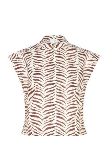 D6Jarou Printed Top Tops T-shirts & Tops Sleeveless Brown Dante6