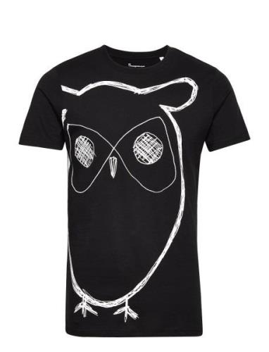 Aop Owl Tee - Gots/Vegan Tops T-Kortærmet Skjorte Black Knowledge Cott...