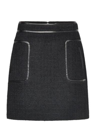 Paige Boucle Wool Blend Mini Skirt Kort Nederdel Black Malina