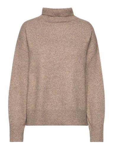 Funnel Neck Knit Sweater Tops Knitwear Turtleneck Beige Gina Tricot