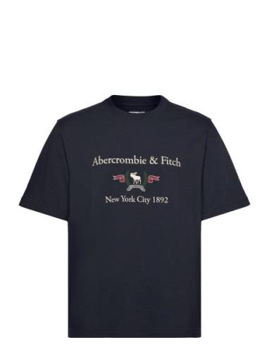 Anf Mens Graphics Tops T-Kortærmet Skjorte Blue Abercrombie & Fitch