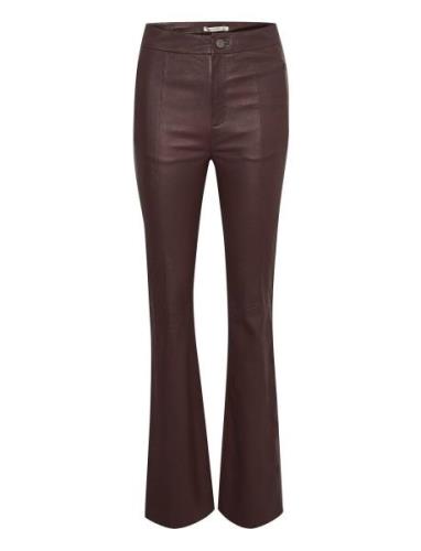 Littiagz Mw Flared Pants Bottoms Trousers Leather Leggings-Bukser Brow...