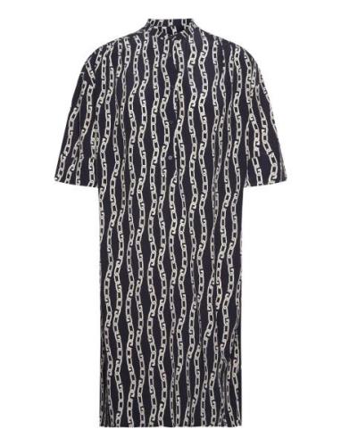 Rel Chain Print Tunic Dress Tops Tunics Navy GANT