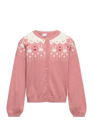 Cardigan Fairisle Tops Knitwear Cardigans Pink Lindex