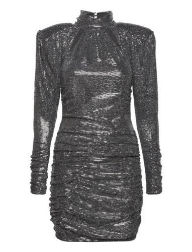 Mini Glitter Dress With Shoulder Pa Designers Short Dress Silver Stell...