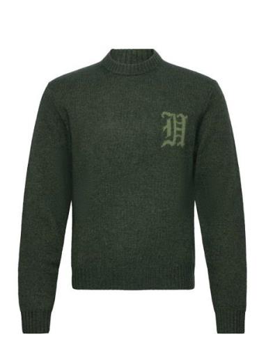 Intarsia Logo Crewneck Knit Designers Knitwear Round Necks Green HAN K...