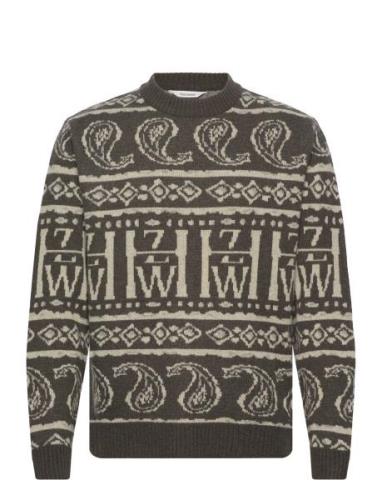 Dery Paisley Crew Designers Knitwear Round Necks Khaki Green HOLZWEILE...