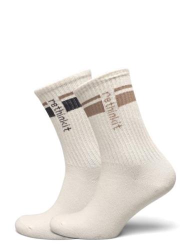 Rethinkit Striped Crew Sock 2 Pack Sport Socks Regular Socks Beige Ret...