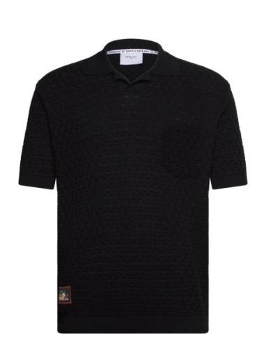 Blackjack Negroni Polo Tops Knitwear Short Sleeve Knitted Polos Black ...