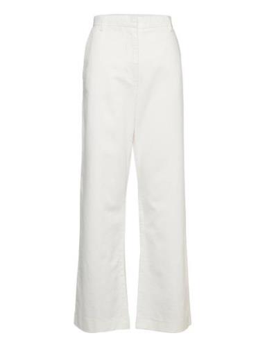 Calle - Soft Canvas Twill Bottoms Trousers Wide Leg White Day Birger E...