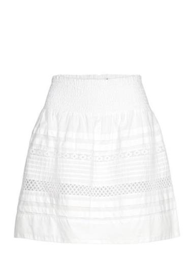 Lace-Trim Cotton Broadcloth Miniskirt Kort Nederdel White Lauren Ralph...