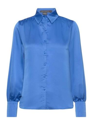 Satin Tops Shirts Long-sleeved Blue French Connection