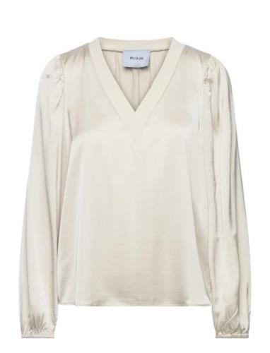 Msselva V-Neck Blouse Tops Blouses Long-sleeved Cream Minus