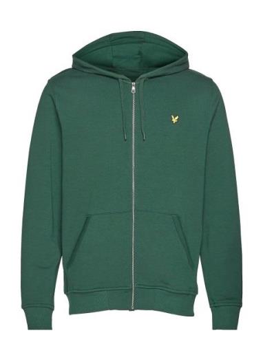 Zip Through Hoodie Tops Sweatshirts & Hoodies Hoodies Green Lyle & Sco...