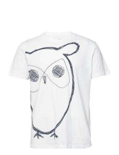 Aop Owl Tee - Gots/Vegan Tops T-Kortærmet Skjorte White Knowledge Cott...