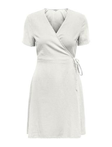 Onladdiction-Caro S/S Linen Dress Cc Pnt Kort Kjole White ONLY