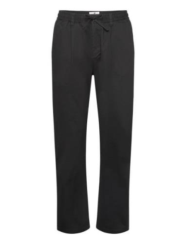 Akjan Cotton Pleat Ela Pants Bottoms Trousers Casual Black Anerkjendt