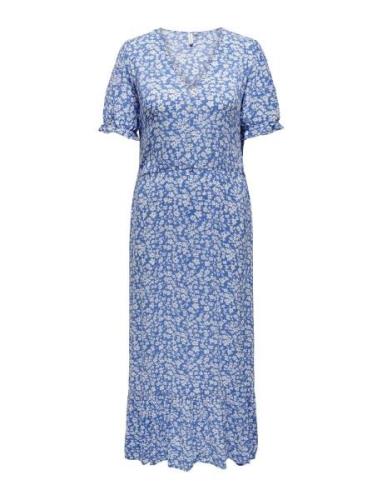 Carchianti S/S Long Dress Wvn Noos Knælang Kjole Blue ONLY Carmakoma