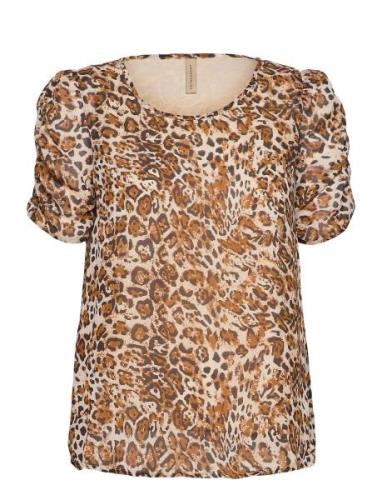 Sc-Raben Tops Blouses Short-sleeved Brown Soyaconcept