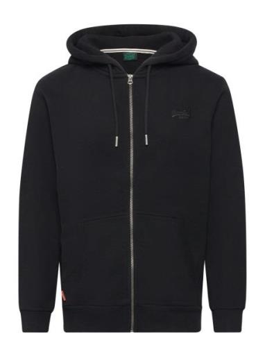 Essential Logo Zip Hoodie Tops Sweatshirts & Hoodies Hoodies Black Sup...