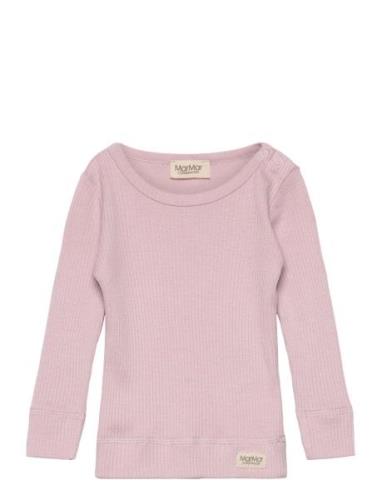 Plain Tee Ls Tops T-shirts Long-sleeved T-Skjorte Pink MarMar Copenhag...