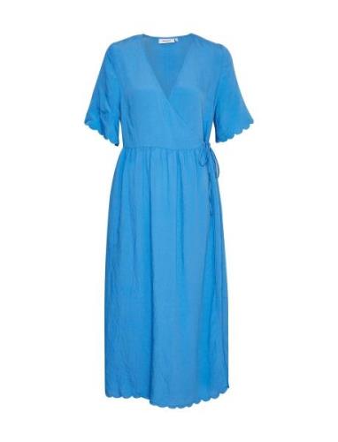 Mschchalena 2/4 Wrap Dress Knælang Kjole Blue MSCH Copenhagen