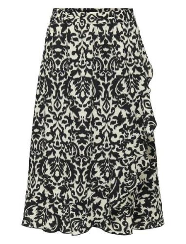 Onlcarly Flounce Long Skirt Wvn Noos Knælang Nederdel Black ONLY