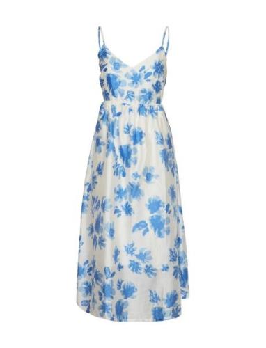 Mschberdina Romina Strap Dress Aop Knælang Kjole Blue MSCH Copenhagen