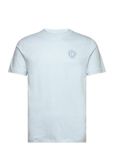 Photo Print Tee S/S Tops T-Kortærmet Skjorte Blue Lindbergh