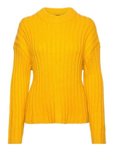 Slfranna Rib Pullover Tops Knitwear Jumpers Yellow Soaked In Luxury