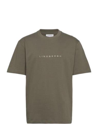 Over D Embroidery Tee S/S Tops T-Kortærmet Skjorte Green Lindbergh