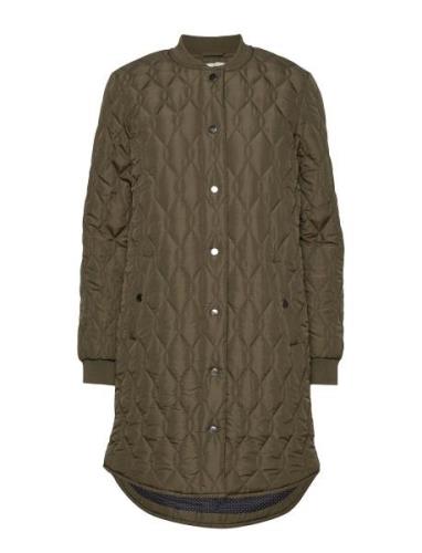 Kashally Quilted Coat Quiltet Jakke Green Kaffe