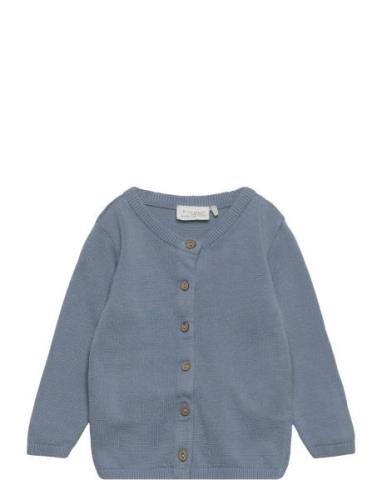 Knitted Cardigan Tops Knitwear Cardigans Blue Fixoni