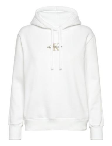 Monologo Regular Hoodie Tops Sweatshirts & Hoodies Hoodies White Calvi...