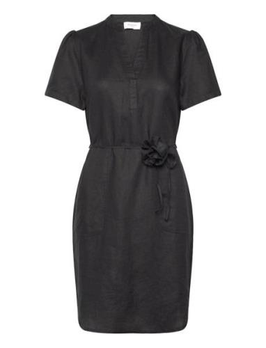 Linen Dress Kort Kjole Black Rosemunde